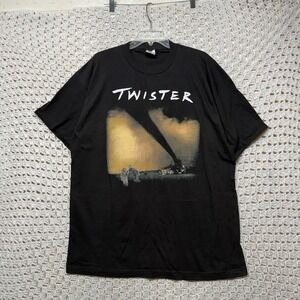 Vintage 90s Twister Movie Promo T-Shirt XL Black USA Made Sigle Stitch Pyramid